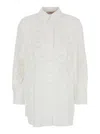 Twinset White Shirt With All-over Lace Embroidery In Cotton Woman In White