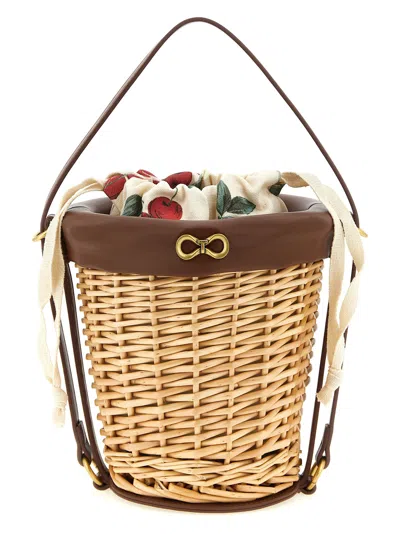 Twinset Twin Set Wicker Bucket In Brown