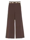 Twinset Twin-set Wide-leg Trousers With Detachable Belt In Brown