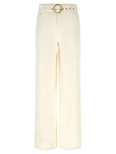 Twinset Twin Set Wide-leg Denim Jeans In Cream