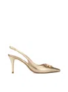 Twinset Slingback With Logo In Gold