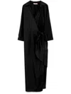 Twinset Twin-set Wrap-design Black Midi Dress With Tie Waist In Black