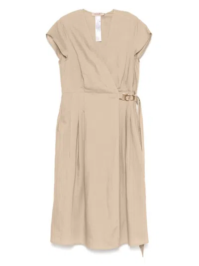 Twinset Twin-set Wrap Design Midi Dress In Brown