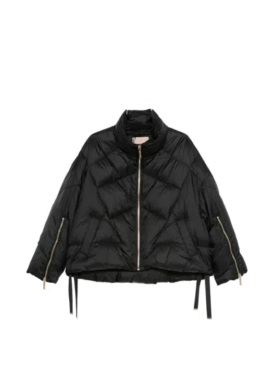Twinset Twin-set Twin-set Black Polyamide Coat In Animal Print