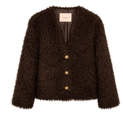 Twinset Twin-set Twin-set Brown Wool Sweater In Black