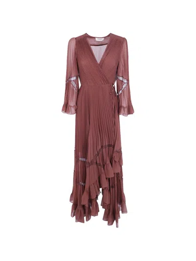 Twinset Twin-set Twin-set Cherry Wood Dress In Burgundy
