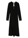 Twinset Twist-detail Long-sleeved Midi Party Dress In Black