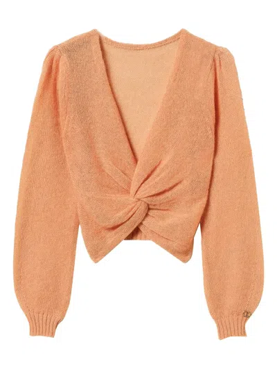 Twinset Twist-detail Sweater In Orange
