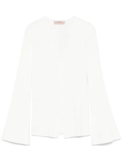 Twinset Twist-detailing Ribbed Sweater In White