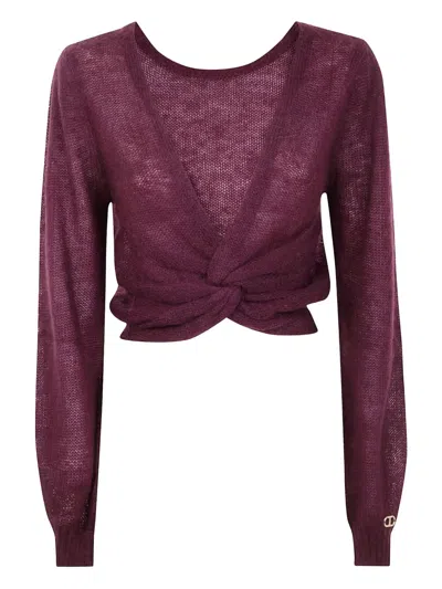 TWINSET TWIST-FRONT KNITTED SWEATER