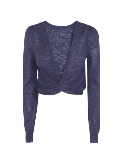 Twinset Solid-color Double-knit Top In Blue