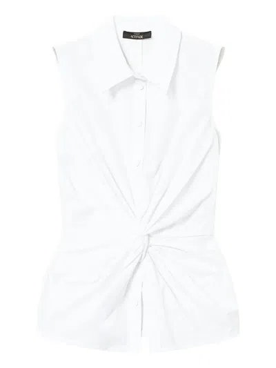 Twinset Twisted-front Sleeveless Shirt In White