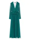 Twinset Twisted Long-sleeved Dress In Green