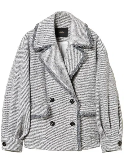 Twinset Two-tone Double-breasted Jacket In Grey