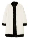 Twinset Two-tone Faux-fur Coat In White