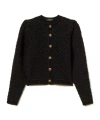 Twinset Two-tone Jacquard Knit Jacket In Black