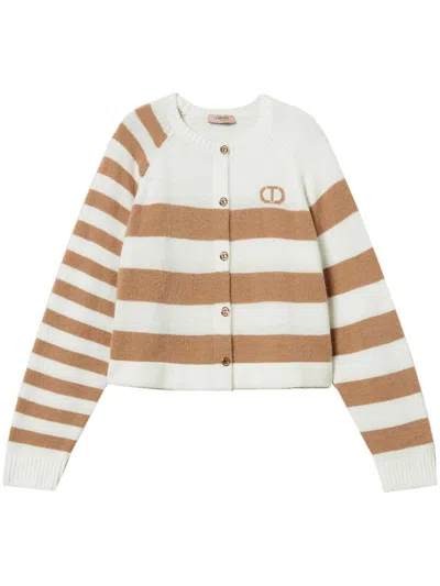 Twinset Two-tone Striped Cardigan In Neutrals