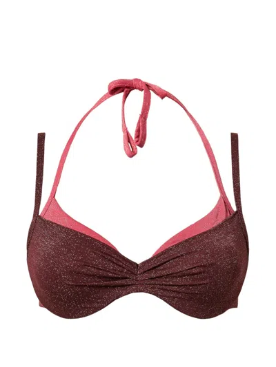 Twinset Two-tone Underwired Bikini Top In Brown