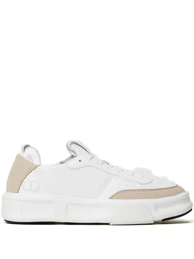 Twinset Two-toned Leather Sneakers In White