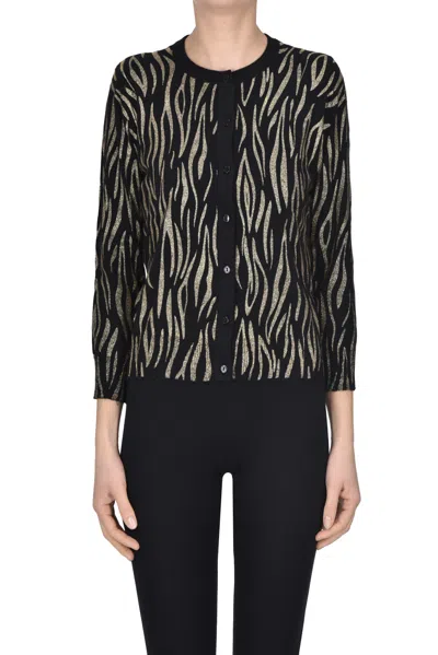 Twinset U&b Animal Print Cardigan In Black