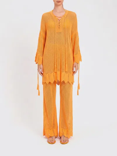 Twinset U&b Cotton Blend Kaftan Top In Orange