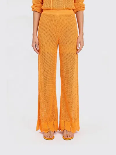 Twinset U&b Cotton Blend Palazzo Trousers In Orange