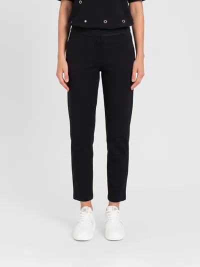 Twinset U&b Cotton Blend Slim Fit Trousers In Black