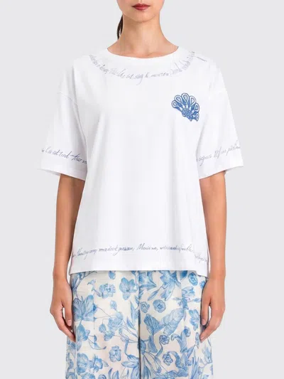 Twinset U&b Cotton Blend T-shirt With Slogan In White