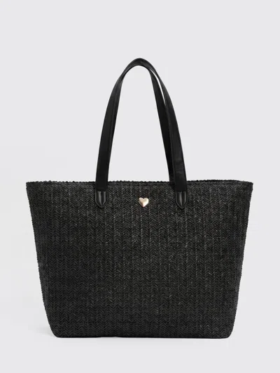 Twinset U&b Crochet Raffia Bag In Black