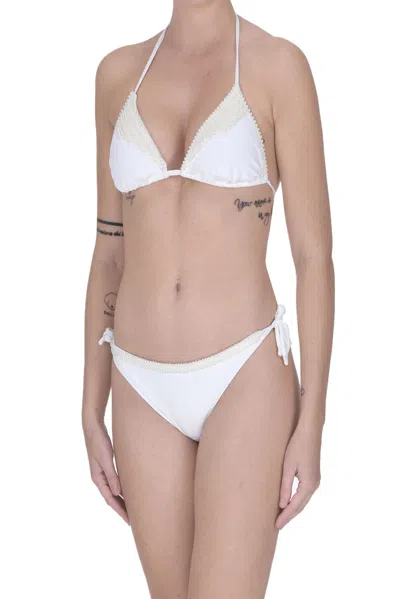 Twinset U&b Embellished Triangle Bikini In White