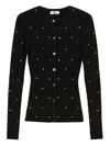Twinset U&b Fitted Black Sweater With Crystal Embellishments In Black