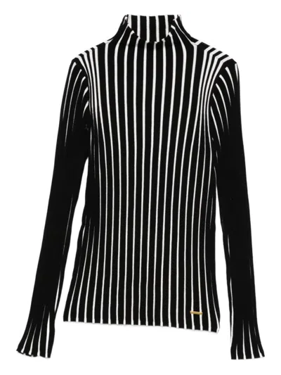 Twinset U&b Fitted Ribbed Sweater In Black