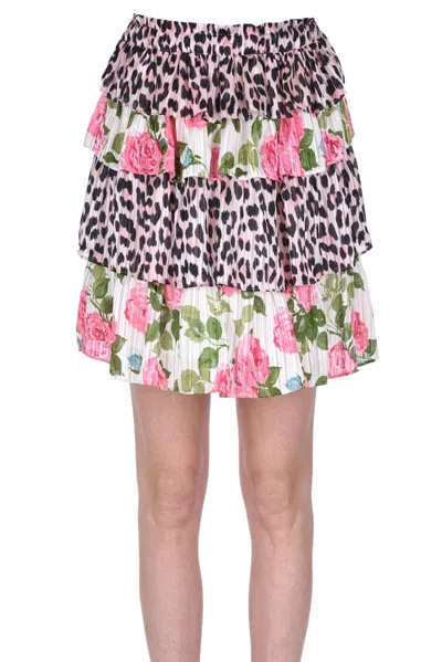 Twinset U&b Flounced Mini Skirt In Multicoloured