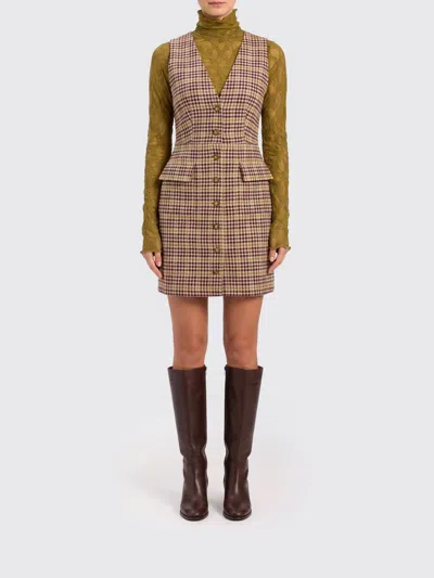 Twinset U&b Houndstooth Wool Blend Sheath Minidress With Lace Inserts In Multi