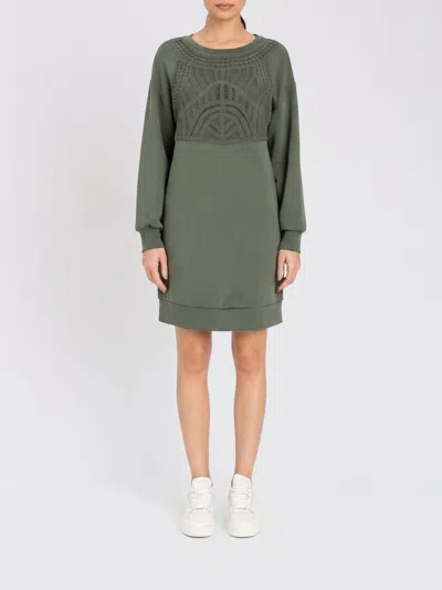 Twinset U&b Jersey Sweatshirt Dress In Green