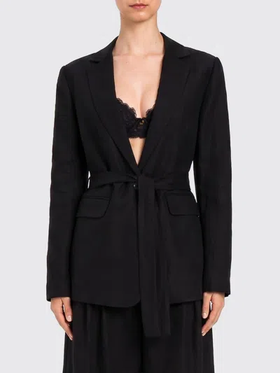 Twinset U&b Linen Blend Blazer In Black