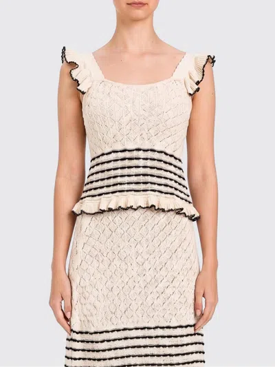 Twinset U&b Linen Knit Top In Neutral