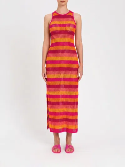 Twinset U&b Midi Dress In Cotton Knit In Red