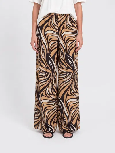 Twinset U&b Printed Viscose Blend Wide Trousers In Multi