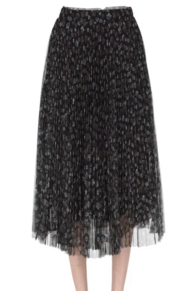 Twinset U&b Pleated Tulle Skirt In Black