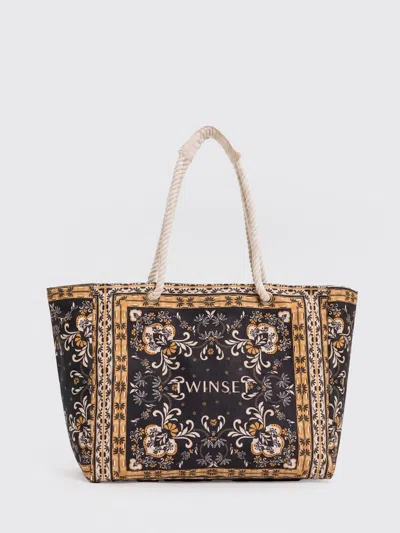 Twinset U&b Printed Cotton Bag In Multi