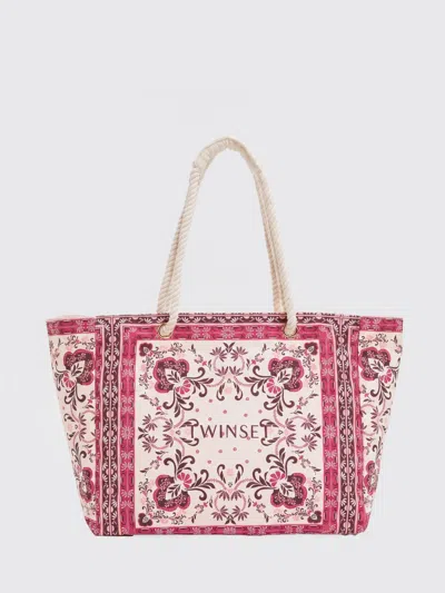 Twinset U&b Printed Cotton Bag In Pink