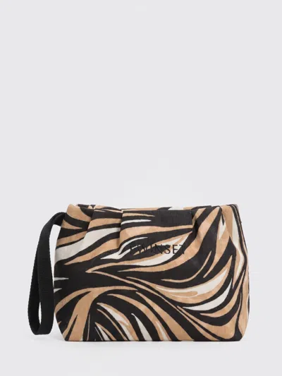 Twinset U&b Printed Cotton Canvas Pouch In Black