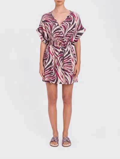 Twinset U&b Printed Lurex Jersey Mini Dress In Multi