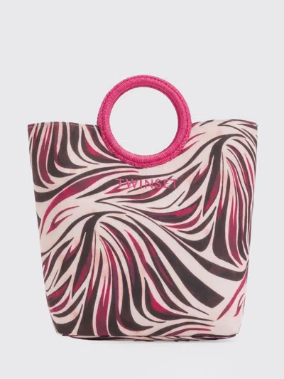 Twinset U&b Printed Twill Bag In Pink