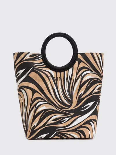 Twinset U&b Printed Twill Bag In Black