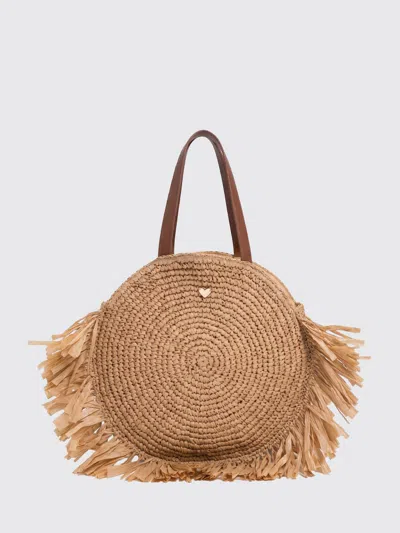 Twinset U&b Raffia Bag With Fringes In White