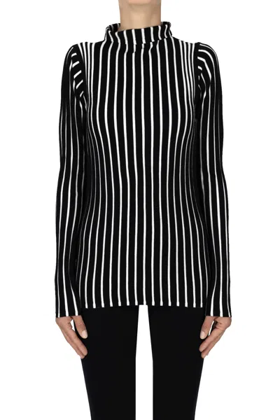 Twinset U&b Ribbed Knit Pullover In Black