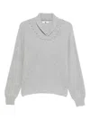 Twinset U&b Ribbed Knit Sweater With Shawl Collar In Gray