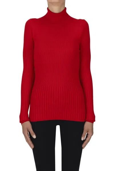 Twinset U&b Stand Up Collar Pullover In Red